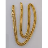 A yellow gold flat curb-link neck chain, 78 cm, stamped 750, 34.6g