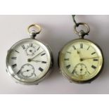 A late Victorian silver-cased fusee lever pocket watch with up/Down indicator, subsidiary seconds