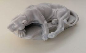 After Clovis Edmond Masson (French, 1838-1913), PANTHER, marble, signed to base, 23 cm W, without