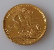 A gold full-sovereign, 1958