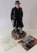 A Royal Doulton HN3433 limited edition Winston S. Churchill figure, no. 1748/5000, on an oval