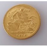 A George V gold half sovereign, 1913