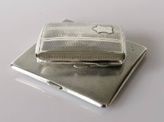 An Art Deco silver cigarette case with engine turned design, gilded interior by H S Benzie, Cowes,