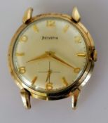 A vintage gold-cased Helvetia wristwatch with champagne dial, 28mm, alternate Arabic and baton