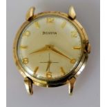 A vintage gold-cased Helvetia wristwatch with champagne dial, 28mm, alternate Arabic and baton