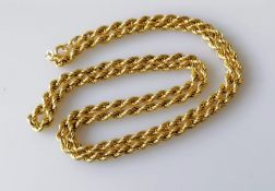 An Italian gold rope-twist necklace, 82 cm, stamped 750, 23.2g