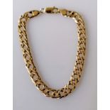 A 9ct gold flat curb-link bracelet with lobster clasp, 18.5 cm, import marks, 11.97g, in very good