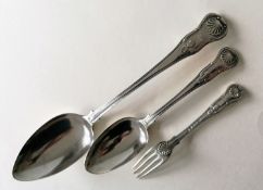 A George IV silver King's pattern basting or stuffing spoon, 30 cm, a matching serving spoon, 22