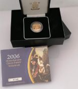 A Royal Mint gold proof full-sovereign, 2006 no. 0749, cased with original packaging