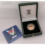A Royal Mint End of WWII Anniversary £2 gold proof coin with COA and original packaging
