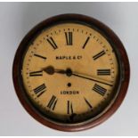 A Victorian mahogany-cased wall clock with Roman numerals, 25.5 cm diameter, fusee movement,