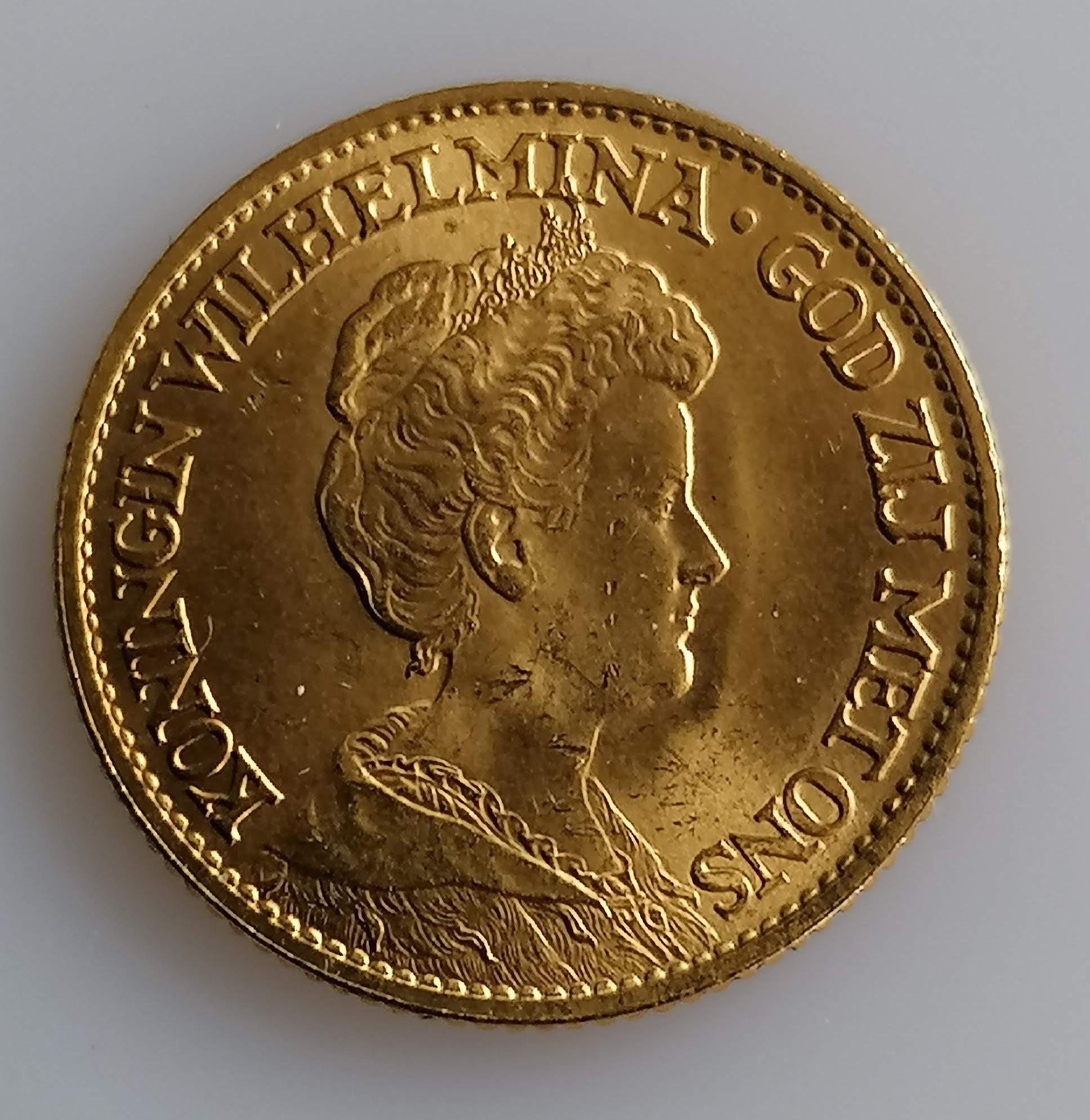 A 10 Guilders (Gulden) Netherlands Wilhelmina gold (.900) coin, 1913, 6.7g - Image 2 of 2