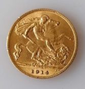 A George V gold half-sovereign, 1914