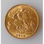 A George V gold half-sovereign, 1914