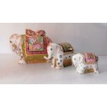 A Royal Crown Derby Rani, Ravi and Rupa Indian Elephants MMV, all three edition no. 49/1250 for