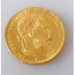 An 1892 Franz Joseph I, 8 florins/20 francs gold coin, 6.47g