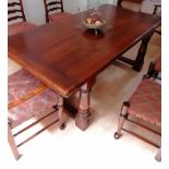 A Royal Oak Furniture Company Balmoral range, pre-distressed refectory table with carved frieze,