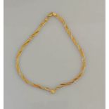A mid-20th century tri-colour 9ct gold necklace with lobster clasp, 38 cm, import marks, 10.8g, in