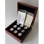 A cased Westminster Route To Victory Silver Proof Poppy 17 (one missing) x £5 Coin Collection