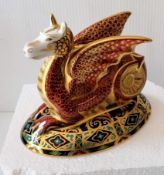 A Royal Crown Derby Wessex Wyvern paperweight, No. 39/2000, boxed, signed to the base and with