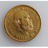 A 10 Guilders (Gulden) Netherlands Willem III gold (.900) coin, 1876, 6.7g