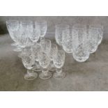 Four 1960's suites of Waterford Crystal drink ware: Tyrone Claret 604-582 x 6, Boyne Sherry 602-