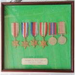 A WW2 cased medal group awarded to A. W. Taylor to include the Africa Star and Italy Star (6)