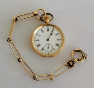 A late 19th century gold-cased, stem-wind pocket watch with open face dial, 40mm, Roman numerals,