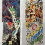 After Marc Chagall, four grano-lithographs from his Exodus series on Arches paper, printed in 1984