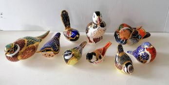 A Royal Crown Derby paperweight Woodland Pheasant, Nuthatch, Fairy Wren, Coal Tit, Great Tit, Robin,