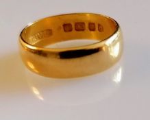 A 22ct yellow gold wedding band, size J, 6mm, 4.7g