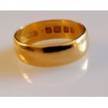 A 22ct yellow gold wedding band, size J, 6mm, 4.7g