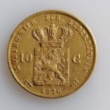 A 10 Guilders (Gulden) Netherlands Willem III gold (.900) coin, 1876, 6.7g