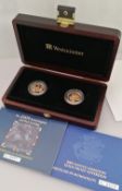 The Westminster cased 2004 and 2005 gold double proof sovereign set, nos. 12017, 9503 with COA and