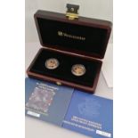 The Westminster cased 2004 and 2005 gold double proof sovereign set, nos. 12017, 9503 with COA and