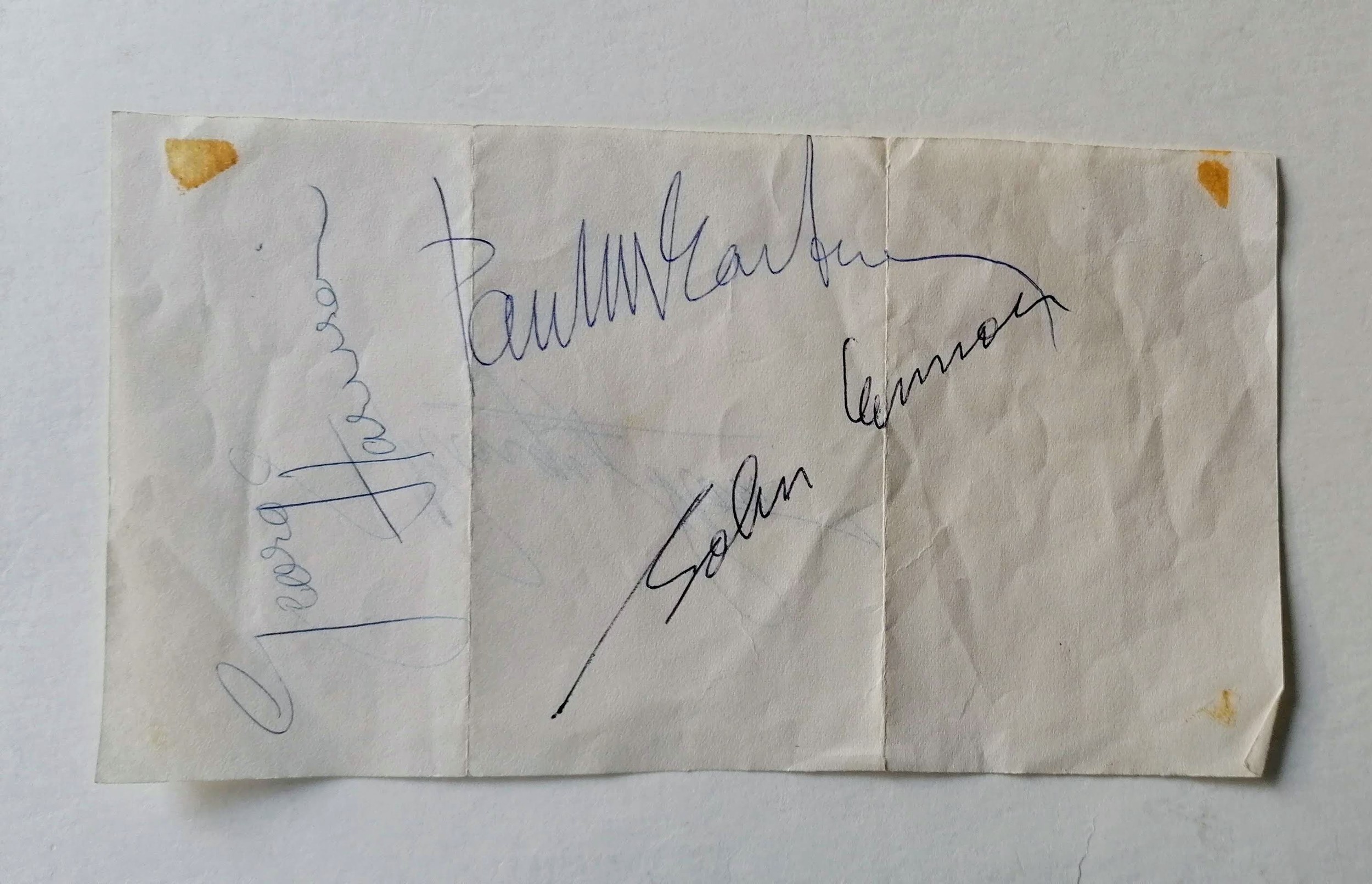 THE BEATLES: original autographs from the Fab Four (three one side, Ringo Starr verso) obtained by - Image 2 of 11