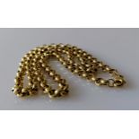 A 9ct yellow gold rollo neck chain with lobster clasp, hallmarked, 52 cm, 26.9g