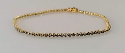 A champagne diamond line or tennis bracelet, the round brilliant-cut champagne diamonds, estimated