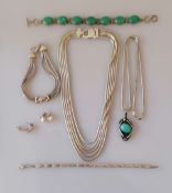 An assortment of artisan silver based jewellery, all .925, 137g