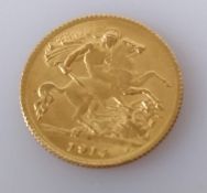 A George V gold half sovereign, 1914