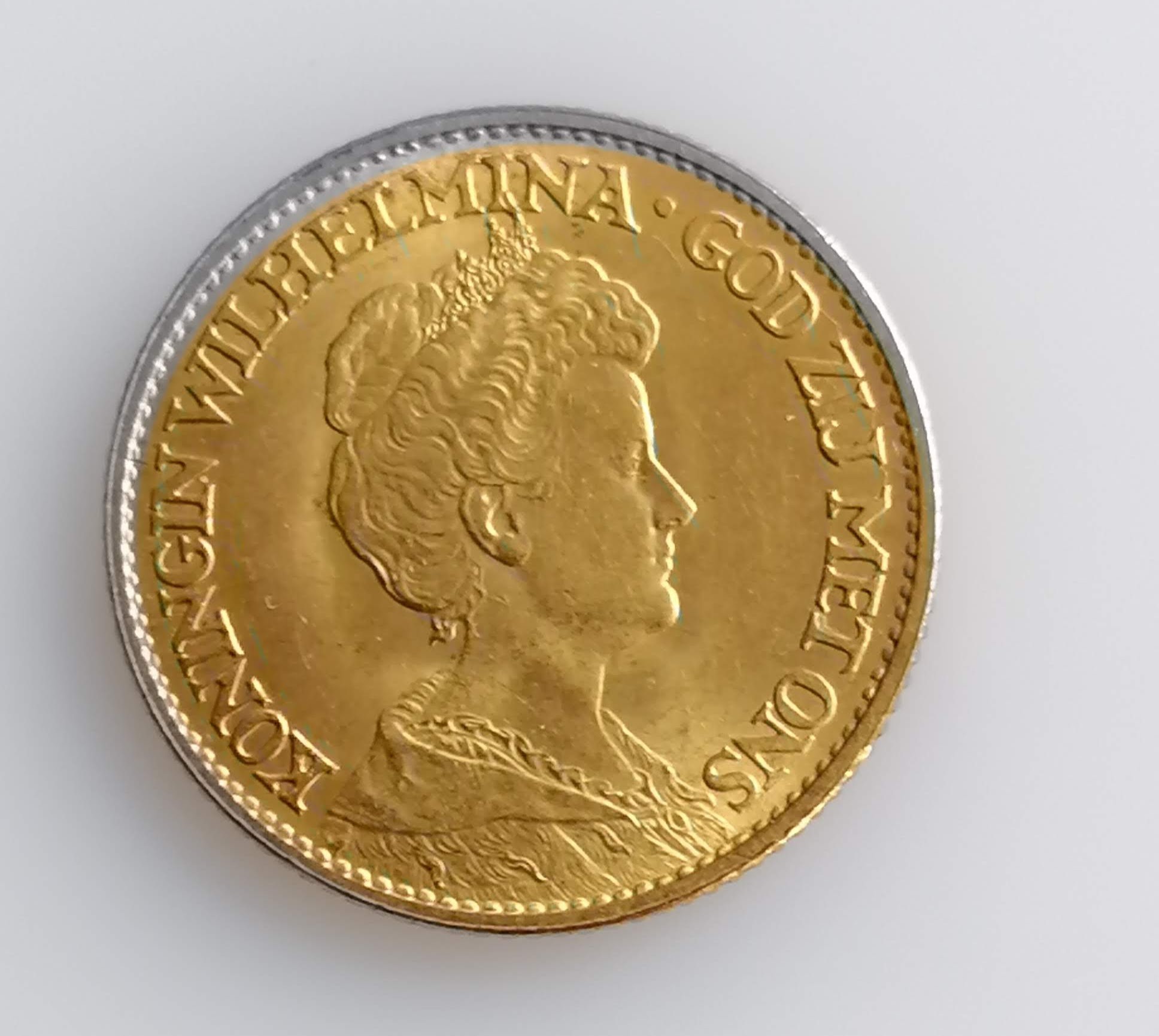 A 10 Guilders (Gulden) Netherlands Wilhelmina gold (.900) coin, 1912, 6.7g - Image 2 of 2