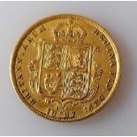 A Victorian shield-back gold half-sovereign, 1887