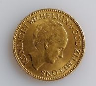 A 10 Guilders (Gulden) Netherlands Wilhelmina gold (.900) coin, 1933, 6.7g