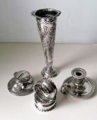 A Victorian silver chamberstick with egg and dart decoration, removable sconce, crested