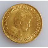 A 10 Guilders (Gulden) Netherlands Wilhelmina gold (.900) coin, 1917, 6.7g