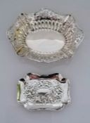 A Victorian silver embossed pin tray of oblong form, vacant cartouche, by John Aldwinckle & Thomas S