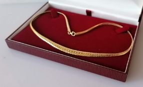 An Italian 9ct yellow gold snake link necklace with lobster clasp, 38cm, 6.7g
