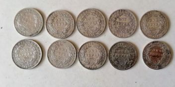 A selection of 33 East India and later Victorian silver one rupee coins comprising 1840 x 10,