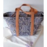 A Liberty of London large zippable tote bag woven jacquard fabric, leather straps trims