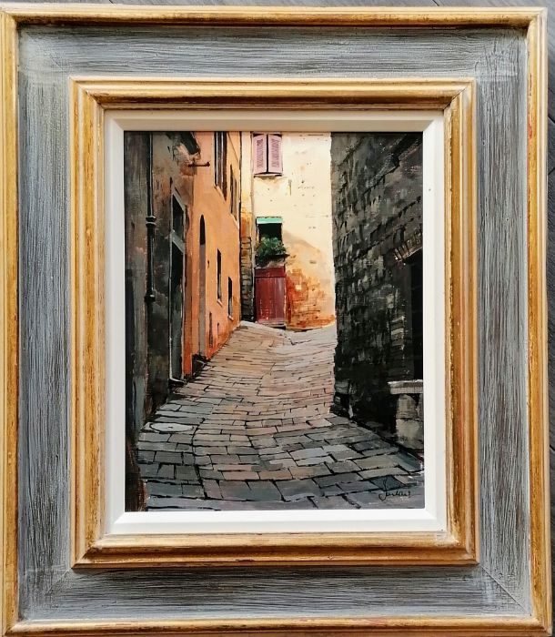 Jeremy Barlow ROI (b.1945-) VOLTERRA, TUSCANY II, oil on board, framed, signed, 29 x 22 cm - Image 2 of 4